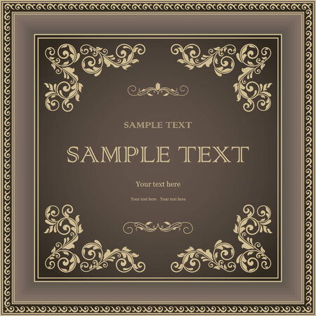 vintage frame on victorian seamless backgroundのイラスト素材