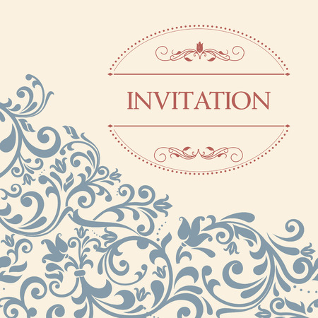 vintage greeting card, invitation with floral ornaments, beautiful, luxury postcardsのイラスト素材