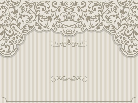 Vintage template with pattern and ornate borders. Ornamental lace pattern for invitation, greeting card, certificate.のイラスト素材