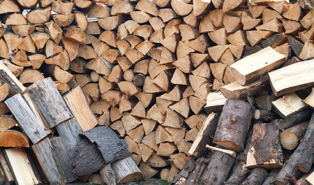 background of natural firewood, copy space, closeup