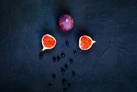 Fresh figs and blueberries. Vegetarian food, concept of natural products.の写真素材
