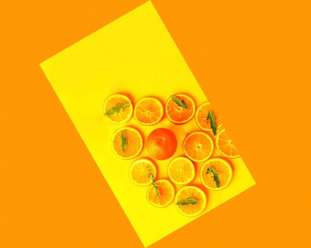 Organic background from orange. The concept of healthy drinks. Top view, copy space, close up,の写真素材