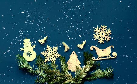 Decorative white christmas decorations on classic blue background. Pattern for holiday paper...