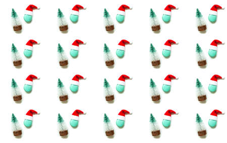 Christmas tree toy of fir tree and colored macaroons on white background. Design for festive...
