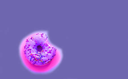 Colored donut with shades of very purple. National Donut or Doughnut day concept. Color of the Year...