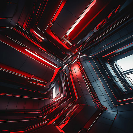 Abstract futuristic background with symbolic shapes. Textures inspired by science fiction. Generative Ai content.の素材