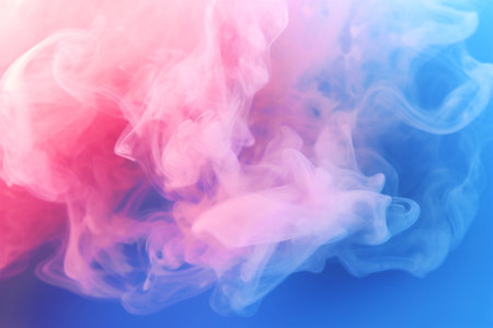 Abstract background of blue and pink smoke. Glowing color steam wallpaper, cloud and fog. Trendy design. Generative Ai content.の素材