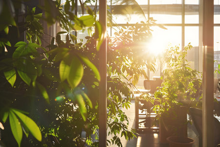 Eco-friendly Office with green environment, Net zero, natural light.の素材