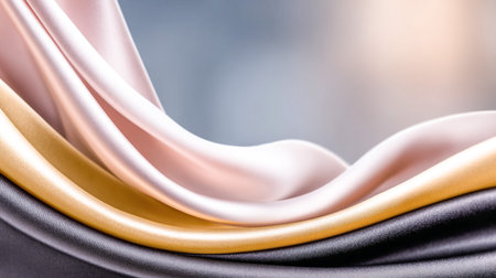 Draped silk fabric in pastel shades, displaying smooth textures and flowing folds, evokes a sense of elegance and luxury, perfect for creative projects and interior designの素材