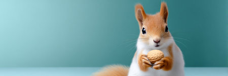 Small furry creature is holding a cookie, with a soft pastel background enhancing the playful atmosphere, showcasing a delightful and charming scene of innocenceの素材