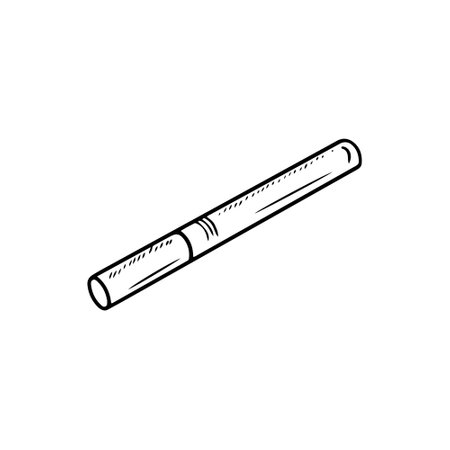 The whole cigarette isolated on white background. Hand drawn vector sketch illustration in doodle engraved line art vintage style. Concept of smoking, bad habit, nicotine addiction, cancerのイラスト素材