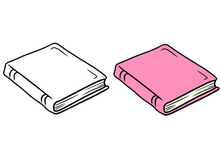 Beautiful closed pink girly diary notebook on white background. Hand drawn vector sketch illustration in doodle engraved vintage line art style. Coloring book, girly secrets, school supplyのイラスト素材