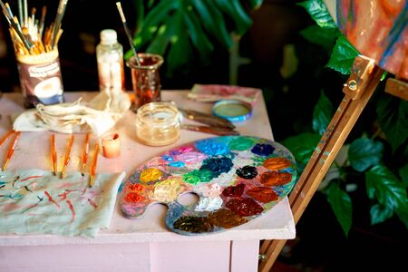 Art studio class painting paletteの写真素材
