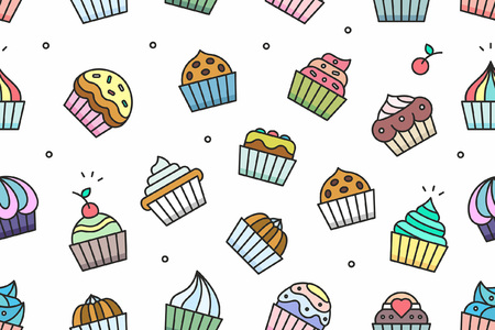 Cupcakes seamless patternのイラスト素材