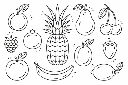 fruits icon setのイラスト素材