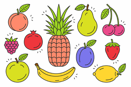 fruits icon setのイラスト素材