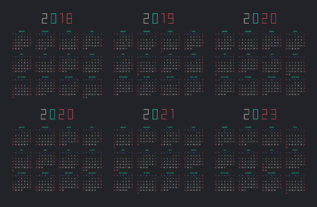 Calendar 2018, 2019, 2020, 2021, 2022, 2023.のイラスト素材