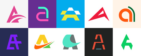 Set of letter A . Icon design. Template elements - Collection of vector sign