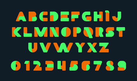 Colorful of stylized modern font and alphabet. Isolated on Black backgroundのイラスト素材