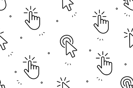 Seamless pattern with Hand Cursor and cursor icons. Isolated on White backgroundのイラスト素材