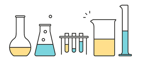 Set of Laboratory glassware. isolated on white backgroundのイラスト素材