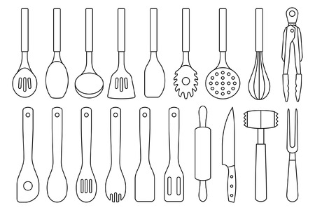 Set of Kitchen Utensils. isolated on white backgroundのイラスト素材