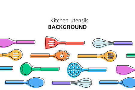 Kitchen utensils background. isolated on white backgroundのイラスト素材