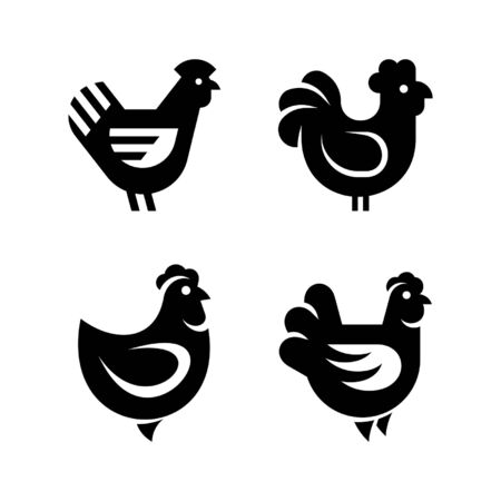 Set of Hen, chicken Icon design. Template elementsのイラスト素材