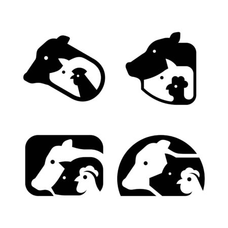 Set of Farm animals Icon design. Template elementsのイラスト素材