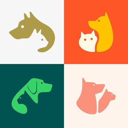 Set of Dog and cat Icon design. Template elementsのイラスト素材