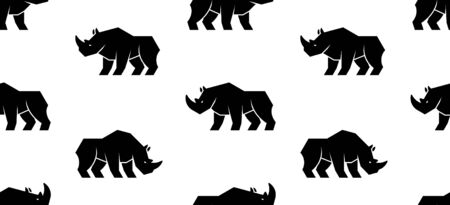 Seamless pattern with Rhinoceros Logo. isolated on white backgroundのイラスト素材