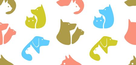 Seamless pattern with Dog and cat logo. isolated on white background