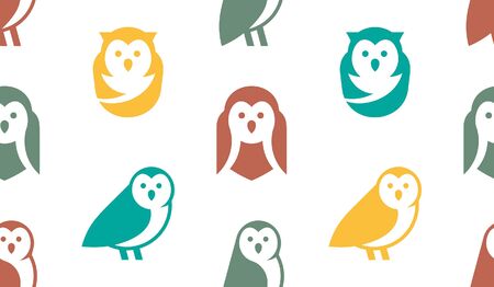 Seamless pattern with Owl logo. isolated on white backgroundのイラスト素材