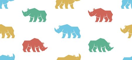 Seamless pattern with Rhinoceros Logo. isolated on white backgroundのイラスト素材