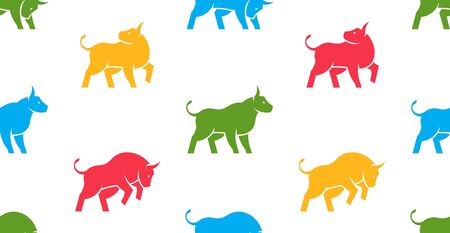 Seamless pattern with Bull Logo. isolated on white backgroundのイラスト素材