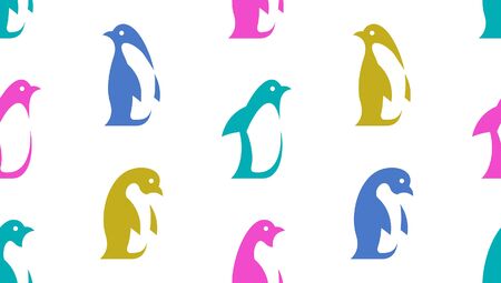 Seamless pattern with Penguin logo. isolated on white backgroundのイラスト素材