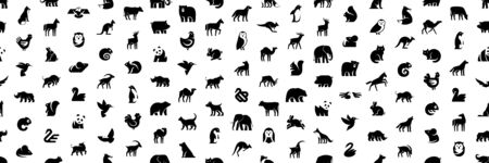 Seamless pattern with Animals logos. Isolated on White backgroundのイラスト素材