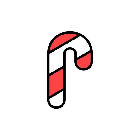 Christmas Candy cane icon. Isolated on White backgroundのイラスト素材