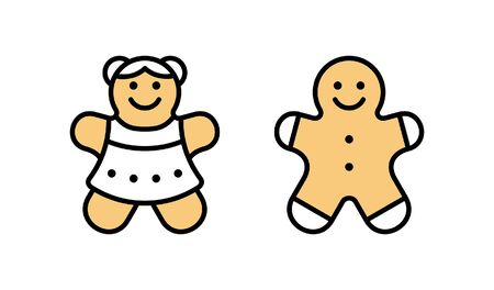 Christmas Gingerbread man and woman. Isolated on White backgroundのイラスト素材