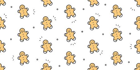 Seamless pattern with gingerbread man Cookies. Isolated on White backgroundのイラスト素材