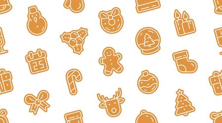 Gingerbread cookies seamless pattern. Isolated on White backgroundのイラスト素材