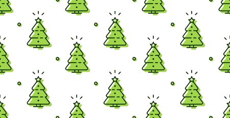 Seamless pattern with Christmas tree. Isolated on White backgroundのイラスト素材
