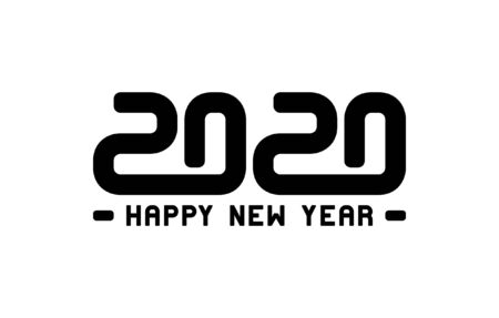 Happy New Year 2020 text. Isolated on White backgroundのイラスト素材