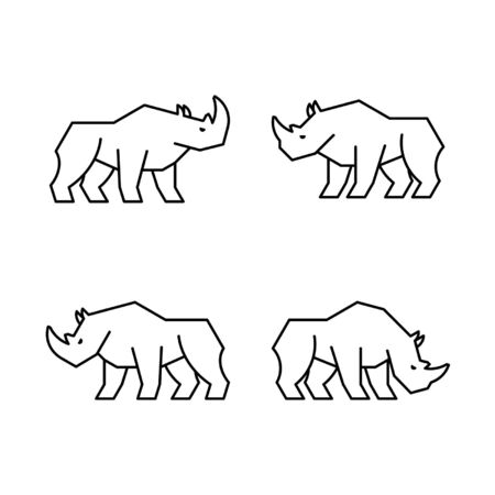 Set of Rhinoceros line icons. Icon design. Template elementsのイラスト素材