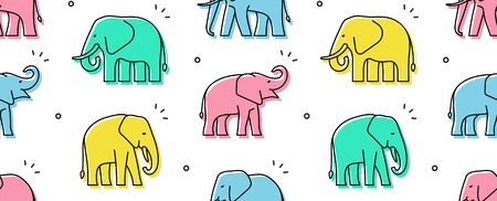 Seamless pattern with Elephants. isolated on white background
