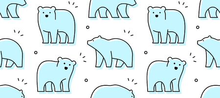 Seamless pattern with Bears. Icon design. isolated on white backgroundのイラスト素材