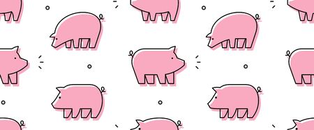 Seamless pattern with Pigs. isolated on white backgroundのイラスト素材