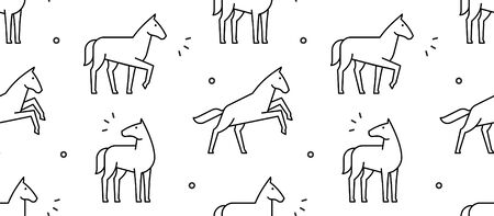 Seamless pattern with Horses. isolated on white backgroundのイラスト素材