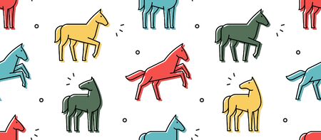 Seamless pattern with Horses. isolated on white backgroundのイラスト素材