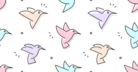 Seamless pattern with Hummingbirds. isolated on white backgroundのイラスト素材